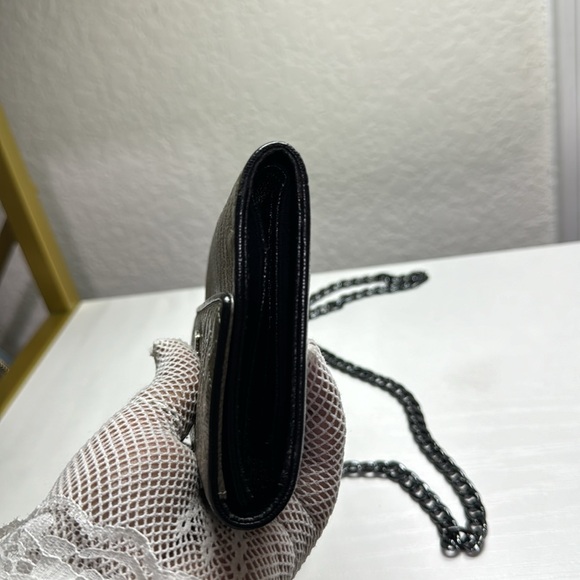 Authentic š„ CHANEL š„CC Logo Matelasse metallic Leather Long Trifold Wallet/ COA - Picture 16 of 17